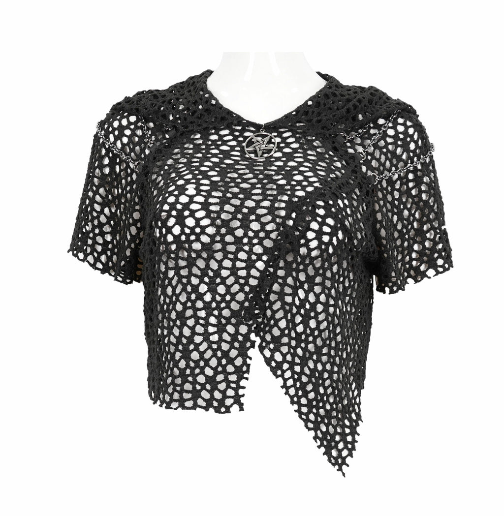 Crop Crochet Back Lace Up Hood