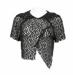 Crop Crochet Back Lace Up Hood