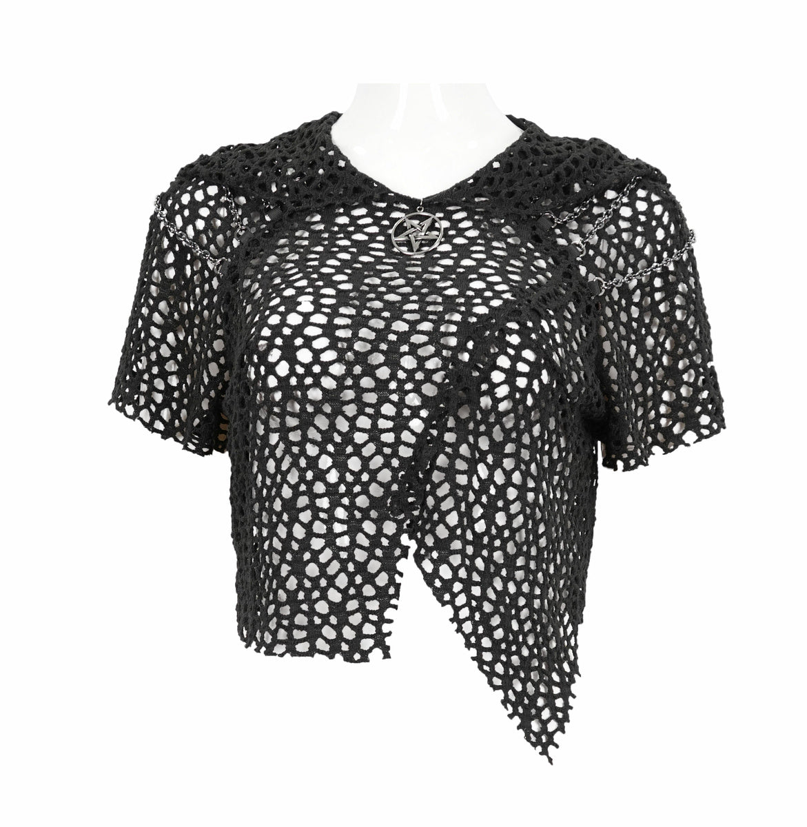 Crop Crochet Back Lace Up Hood