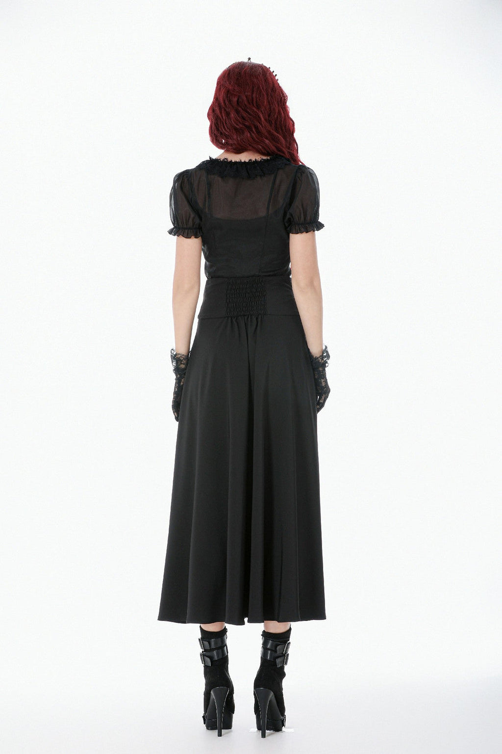 Panel Split Floral Net Maxi Skirt