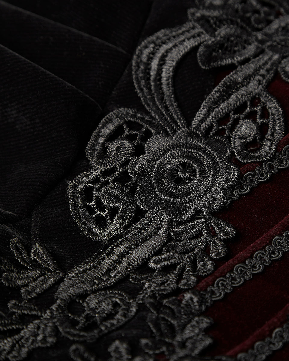 Black & Red Crafted Gothic Velvet Jacket
