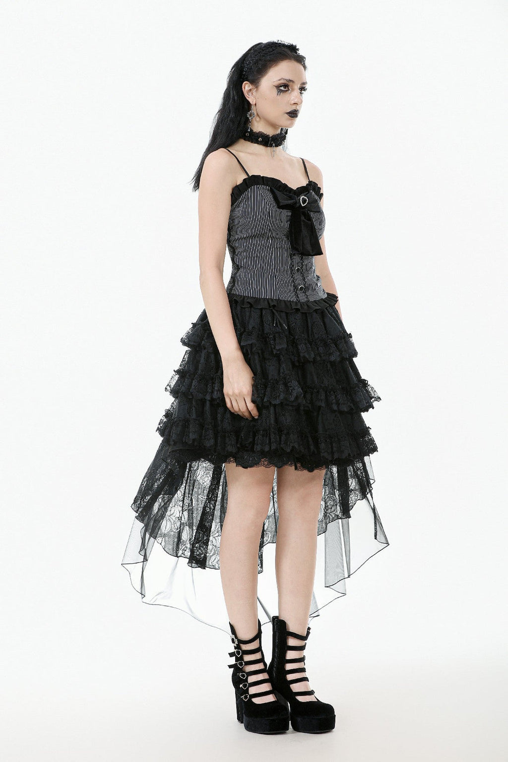 Pinstripe Satin Bow Doll Top