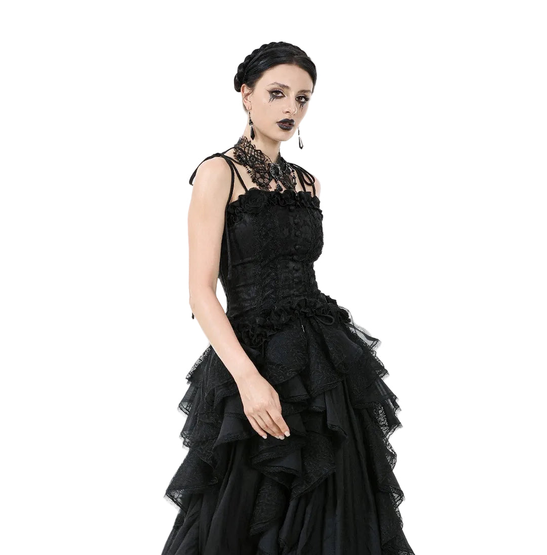 Lace Frill Ribbon Corset Top