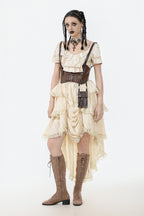 Steampunk Cream Ruffle Drape Skirt