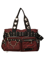 Black & Red Stripe Handcuff Eyelet Handbag