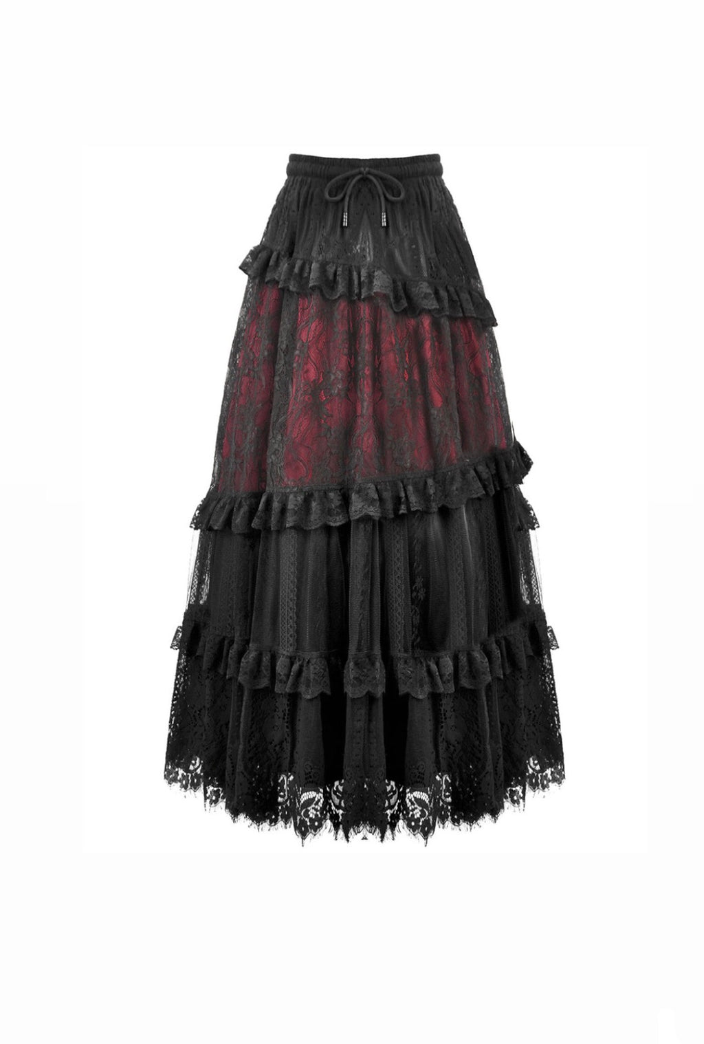 Elegant Red Ruffle Strip Skirt