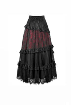 Elegant Red Ruffle Strip Skirt