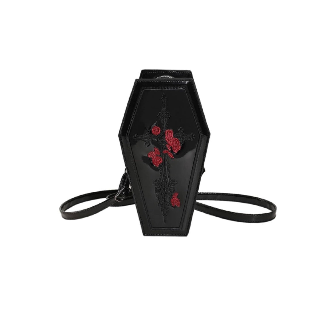 PVC Coffin Rose Crucifix Dagger Bag