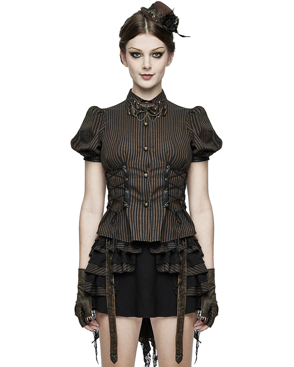 Brown Pinstripe Steampunk Shirt