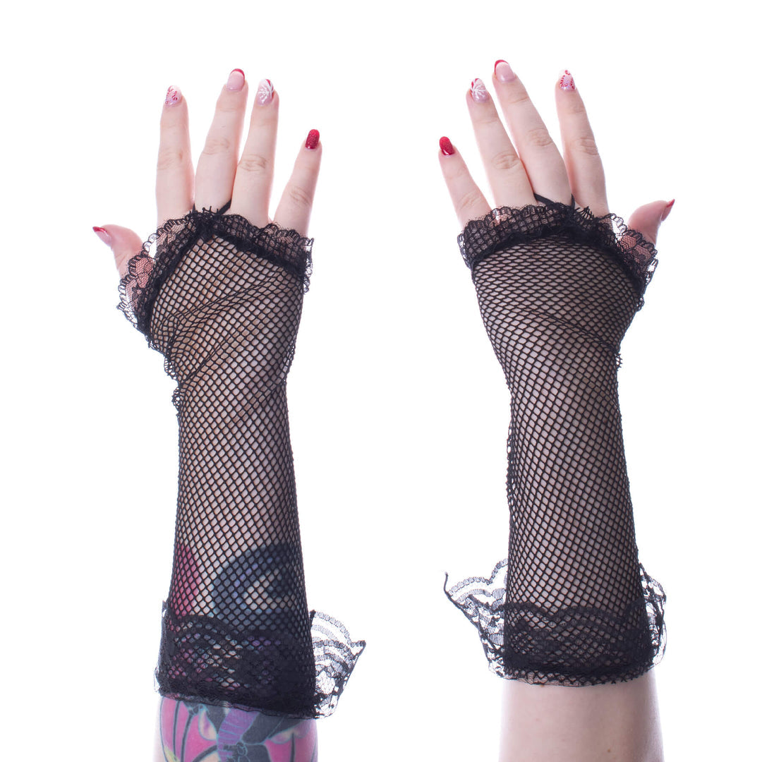 Lace Mesh Finger Loop Gloves