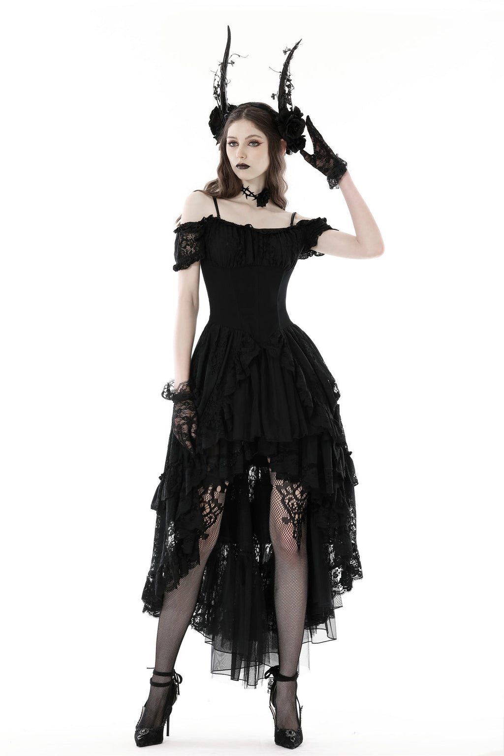 Elegant Dovetail Hi-Lo Bardot Dress