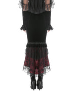 Velvet Layered Mermaid Red Pencil Skirt