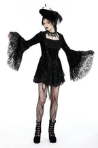 Velvet Lace Bell Sleeve Mini Dress