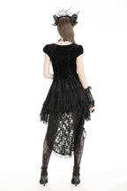 Velvet Lace Train Party Dress