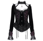 Gothic Cut Out Lace Hem Blouse