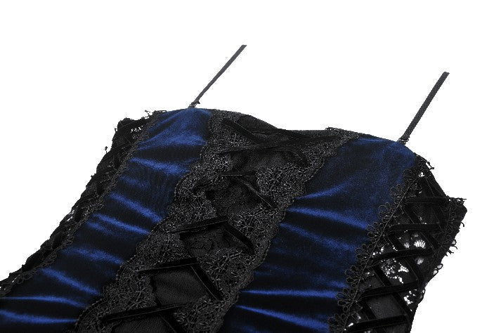 Royal Indigo Velvet Lace Hi-Lo Dress