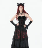 Velvet Red Lace Up Corset Top