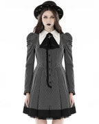 Pinstripe Scissor Cravat Collar Dress
