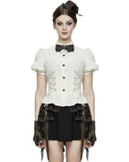 Off White Vintage Lace Up Blouse