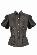 Brown Pinstripe Steampunk Shirt