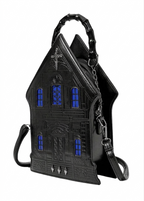 Blue Haunted House Crucifix Bag