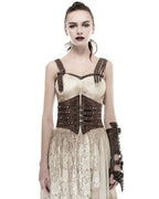 Brown Cinched Buckle Corset