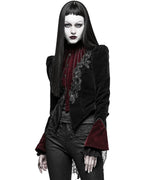 Black & Red Crafted Gothic Velvet Jacket