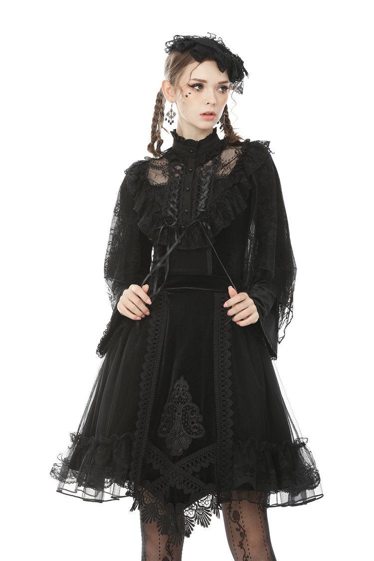 Velvet Hem Mesh Skirt