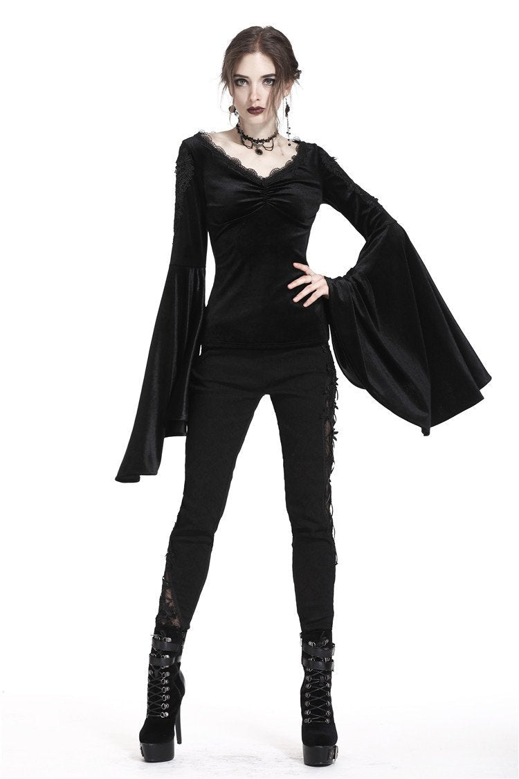 Velvet Big Bat Sleeve Blouse
