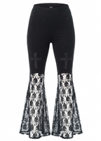 Crucifix Lace Mesh Flared Pants