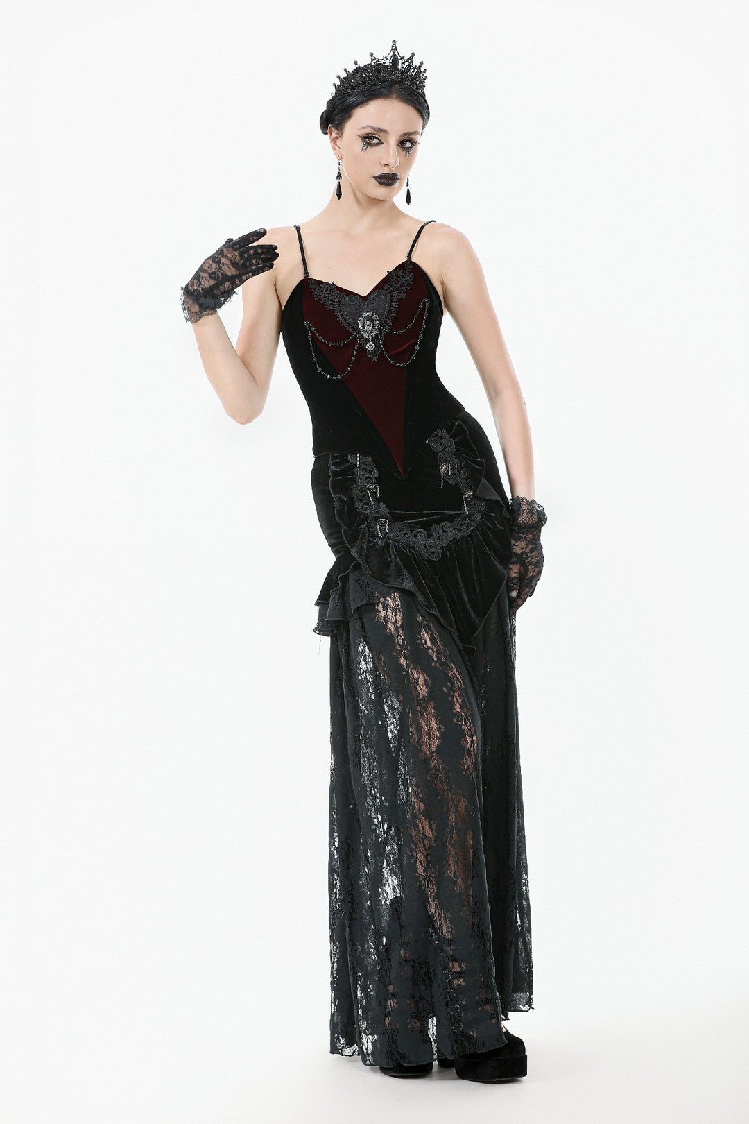 Romantic Heart Velvet Jewel Corset Top