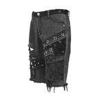 Eyelet Ripped Washed Denim Look Shorts