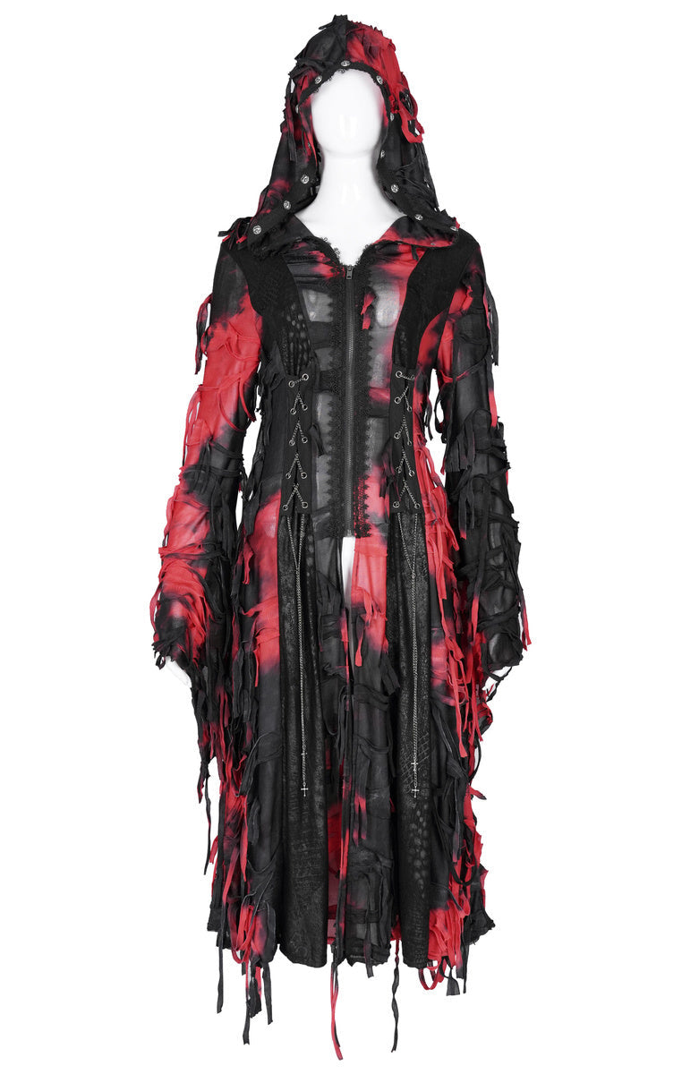 Black & Red Bloody Shredded Hood Jacket