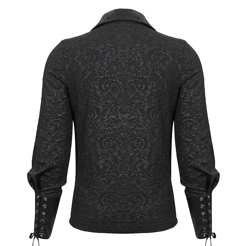 Lace Up Collar Patterned Shirt