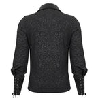 Lace Up Collar Patterned Shirt