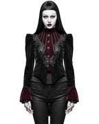 Black & Red Crafted Gothic Velvet Jacket