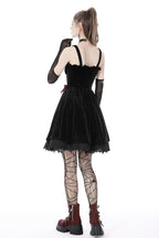 Bloody Lace Up Velvet Dress