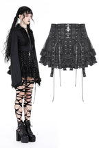 Studded Flap Mini Skirt