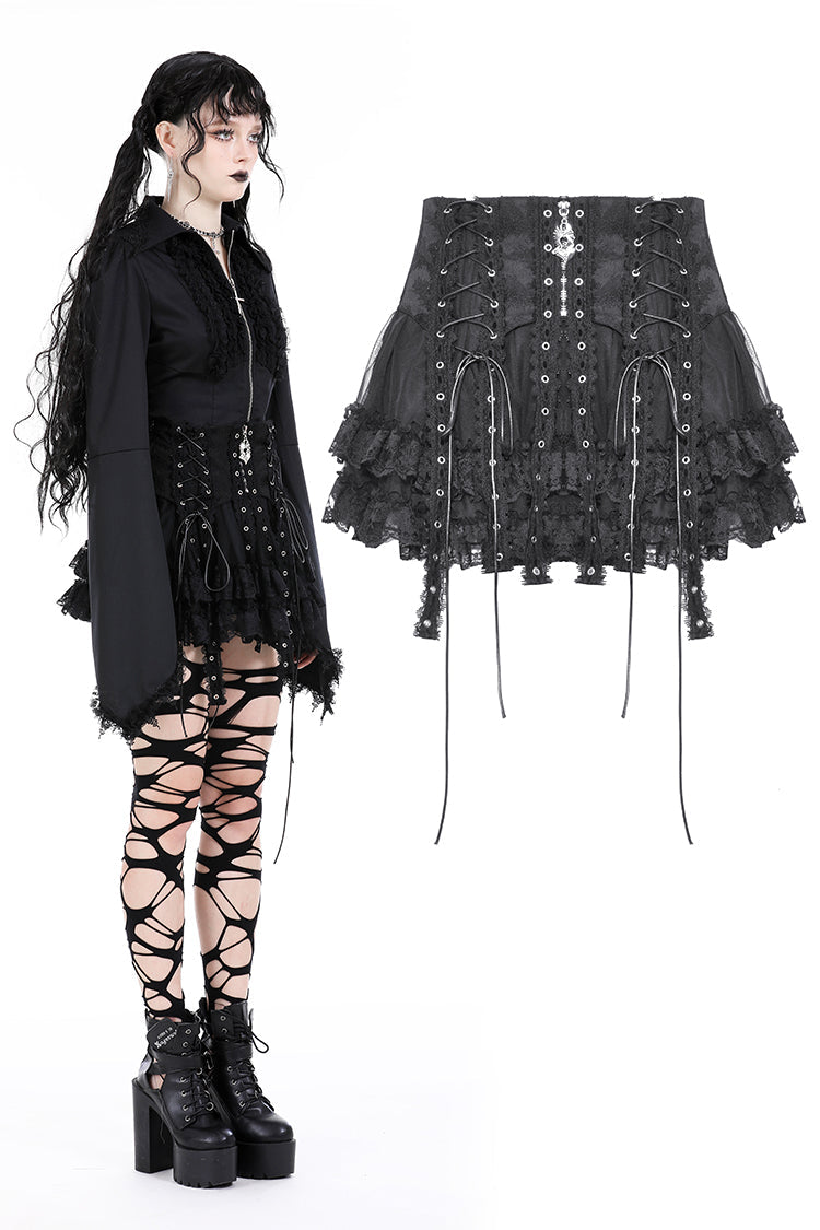 Studded Flap Mini Skirt