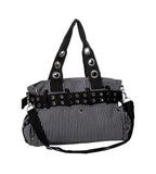 Black & White Stripe Handcuff Eyelet Handbag