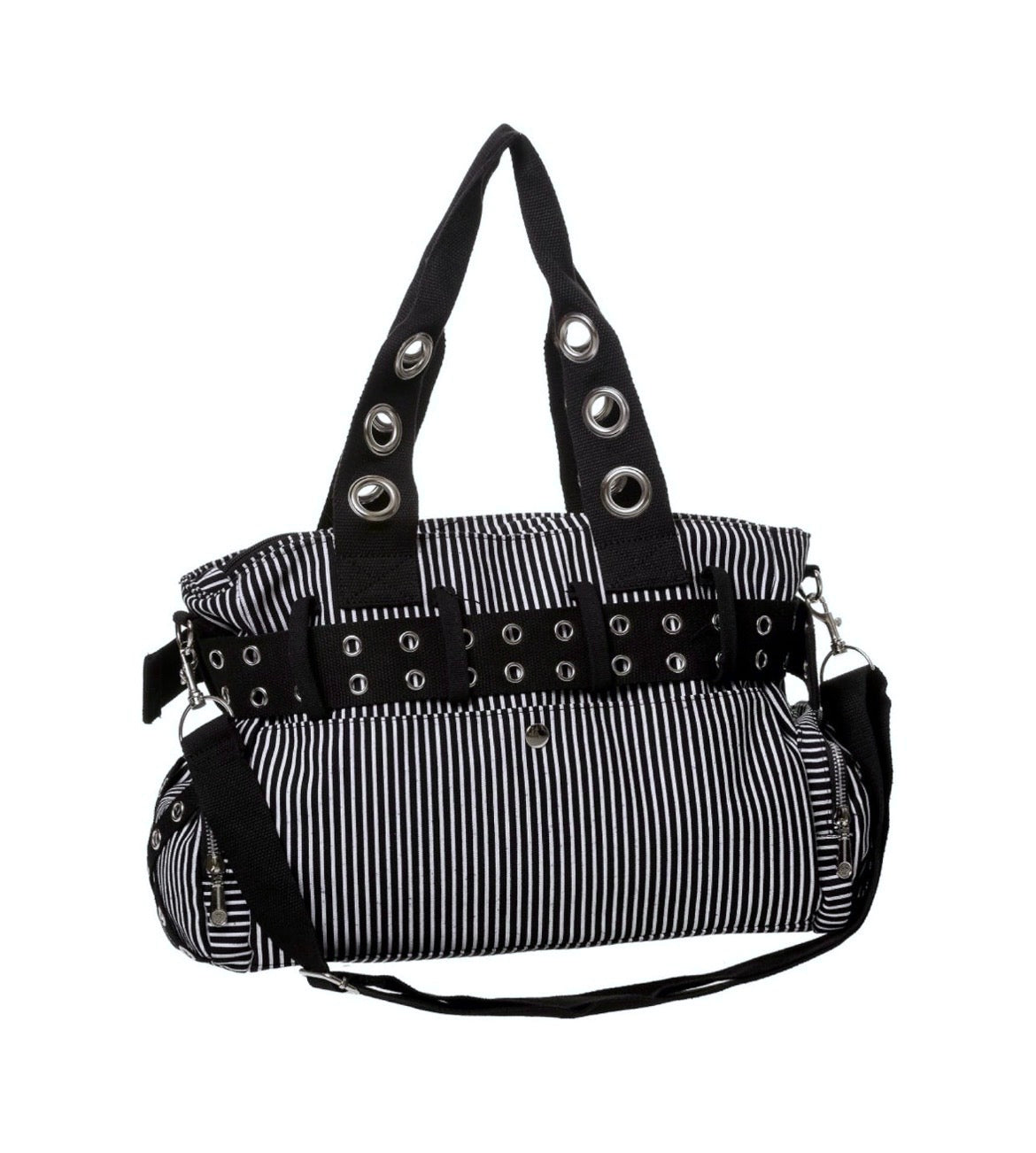 Black & White Stripe Handcuff Eyelet Handbag