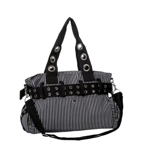 Black & White Stripe Handcuff Eyelet Handbag