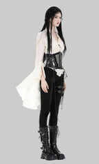 Cream Flared Sleeve Key Heart Charm Blouse