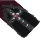 Big Buckle Zip Long Velvet Burgundy Jacket