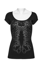 Cap Sleeve Ribcage Skeleton Ring Cutout Spine Top