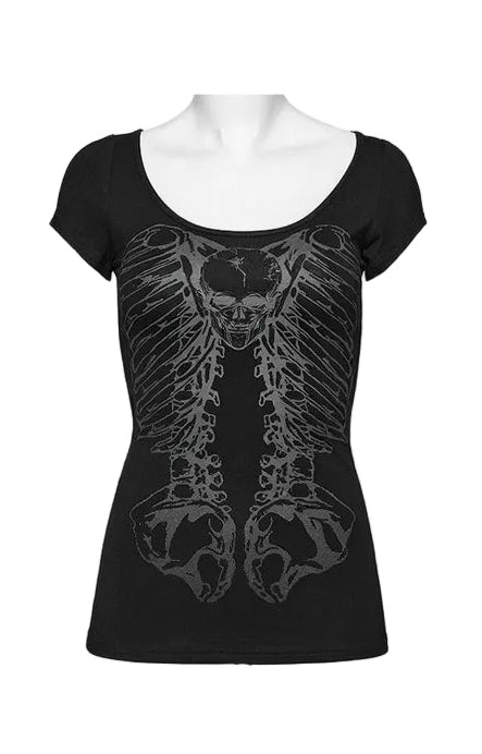 Cap Sleeve Ribcage Skeleton Ring Cutout Spine Top