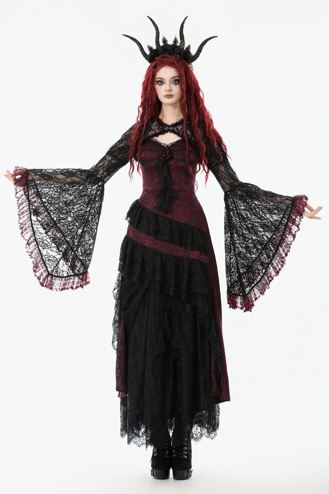 Red Rim Black Lace Bolero