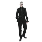 Black Ruffle Pleat High Neck Shirt