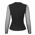 Trio Cutout Fishnet Sleeve Top