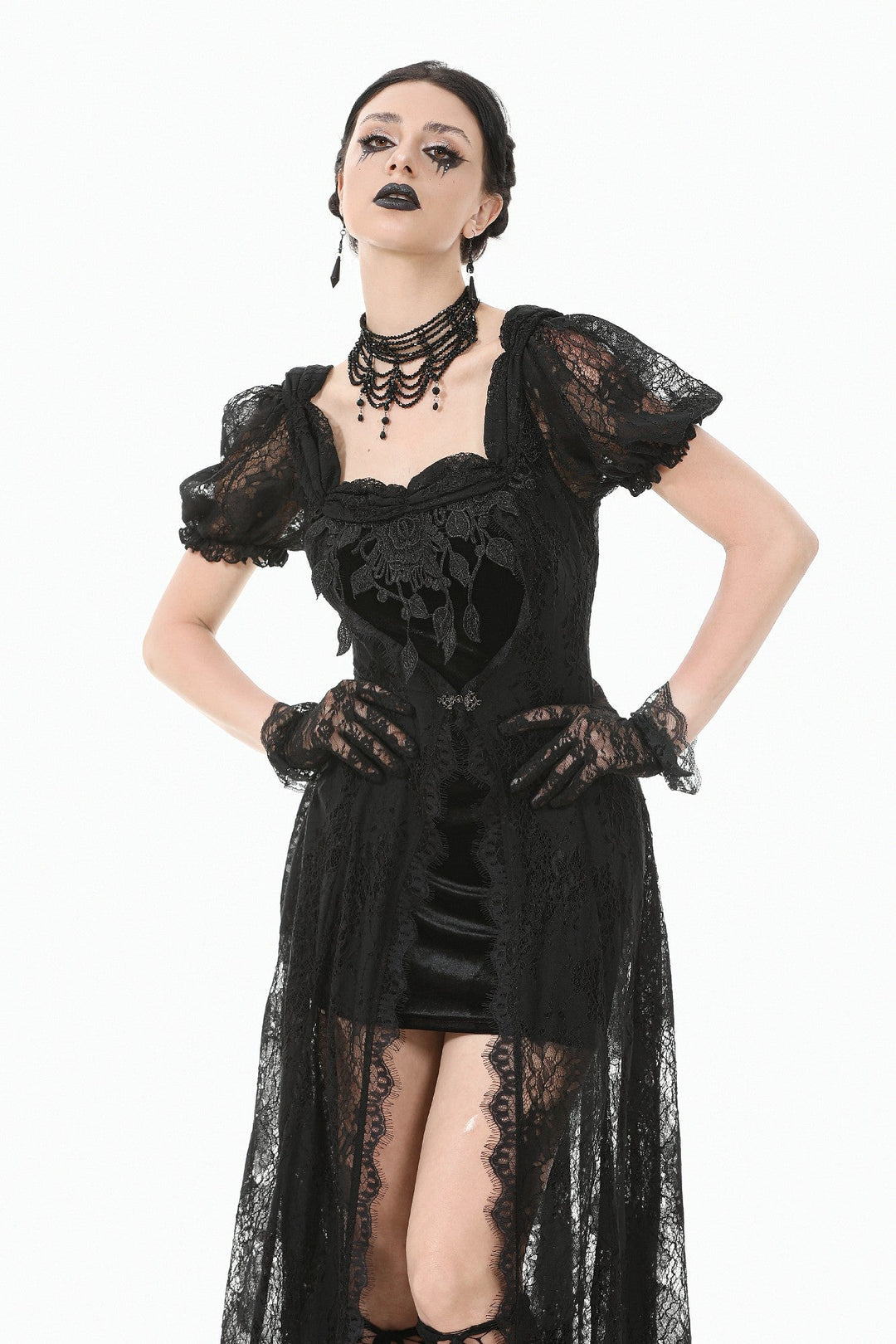 Velvet Lace Skirt Mini Dress